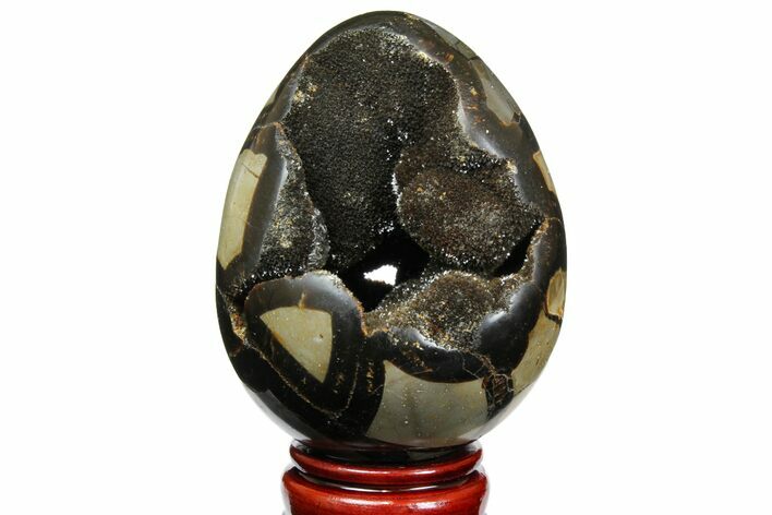 Septarian Dragon Egg Geode - Black Crystals #143148